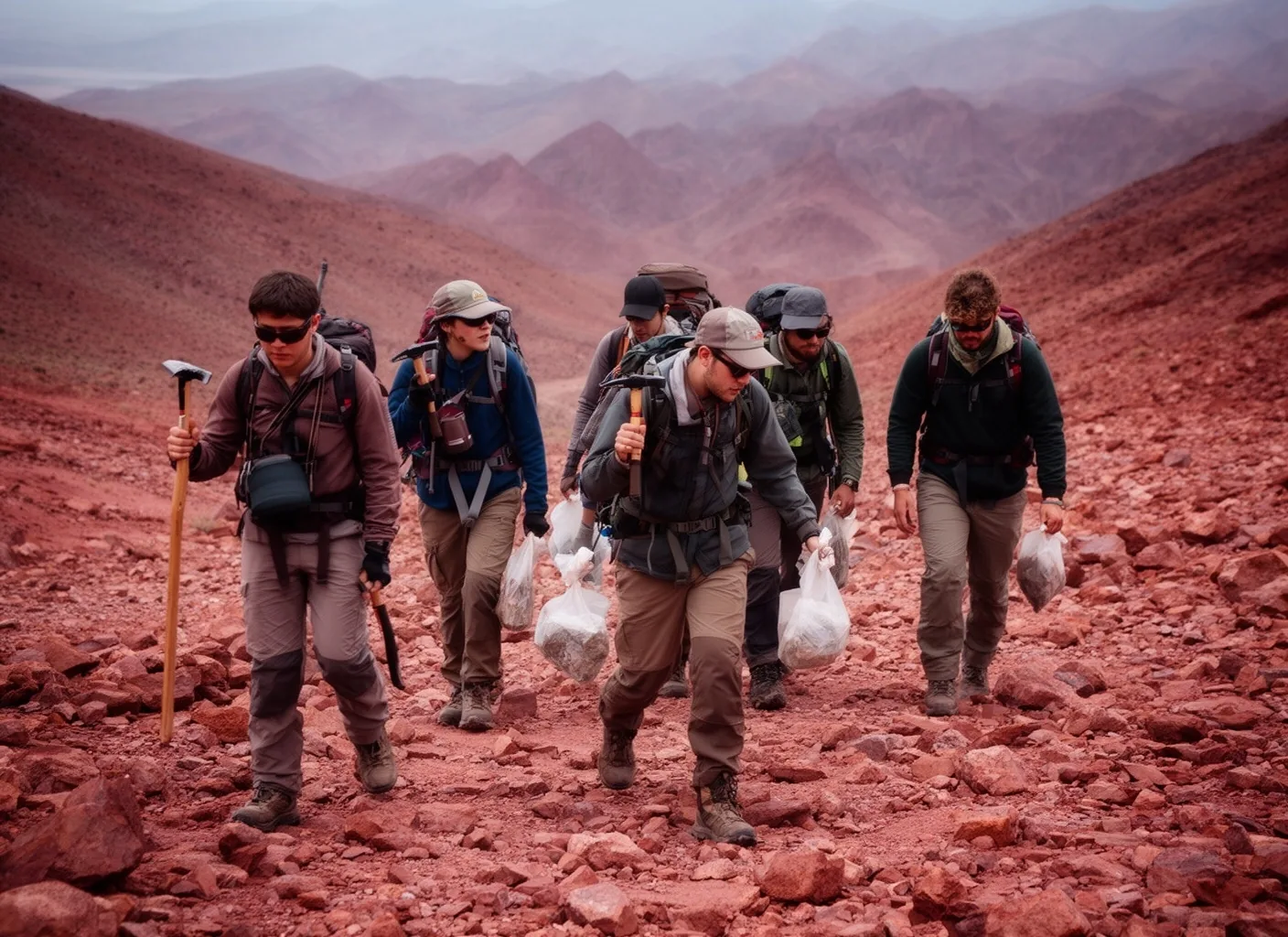 Estudiantes de geología en trabajo de campo
