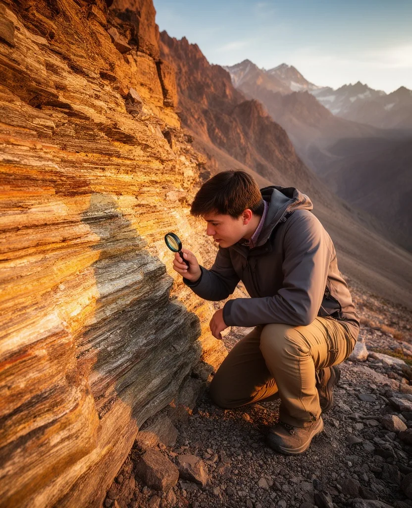 Estudiante de geología en trabajo de campo