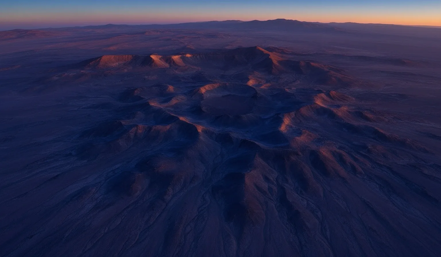 Vista satelital del terreno argentino al anochecer